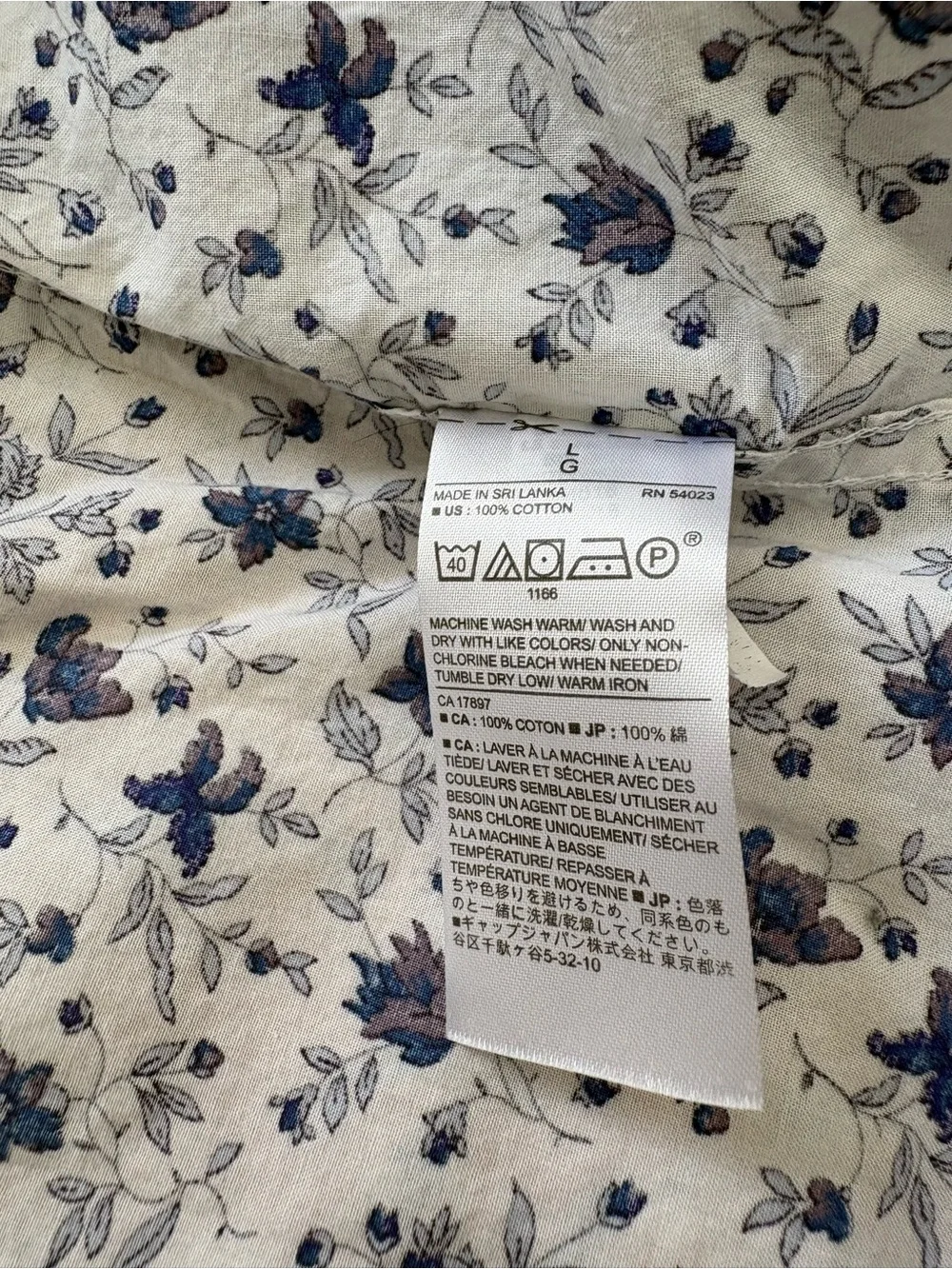 Banana Republic White Button-Down Shirt with Blue Floral Print